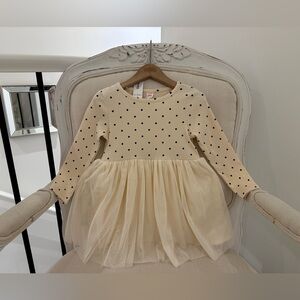 2T Polka Dot Rib Knit Tutu Cream Toddler Dress NWT
